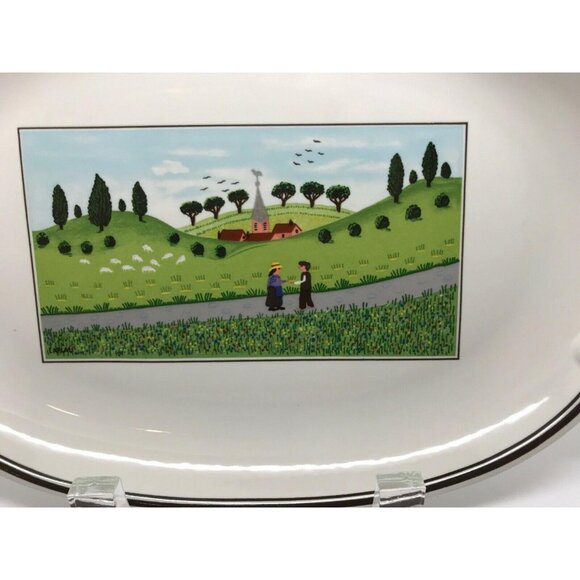 Villeroy & Boch Naif Village Oval Serving Platter Pickle Relish Plate w/Handles - Picture 2 of 4